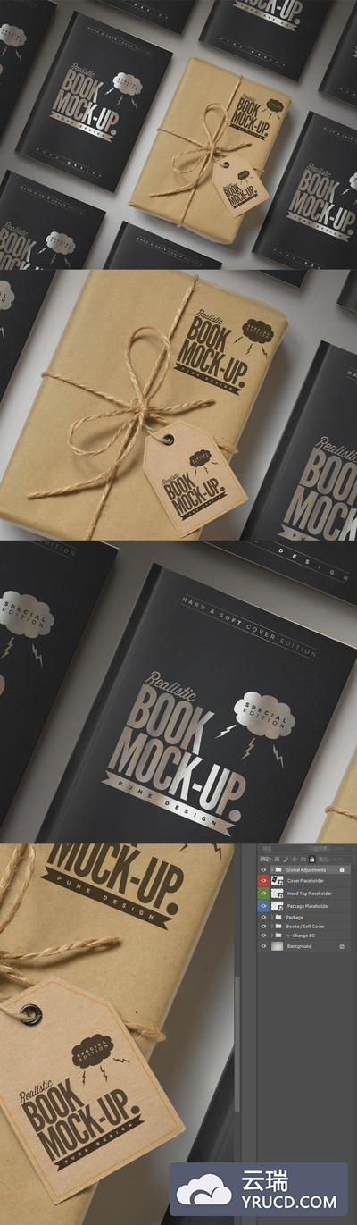 高品质的书籍装帧样机展示模型mockups