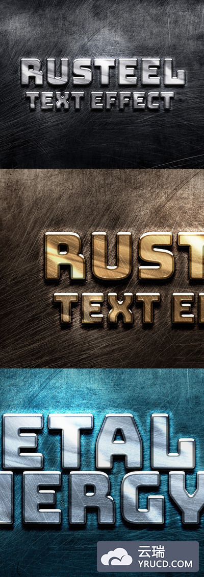 质感完美且免费的3D金属质感字体图层样式下载[PSD]