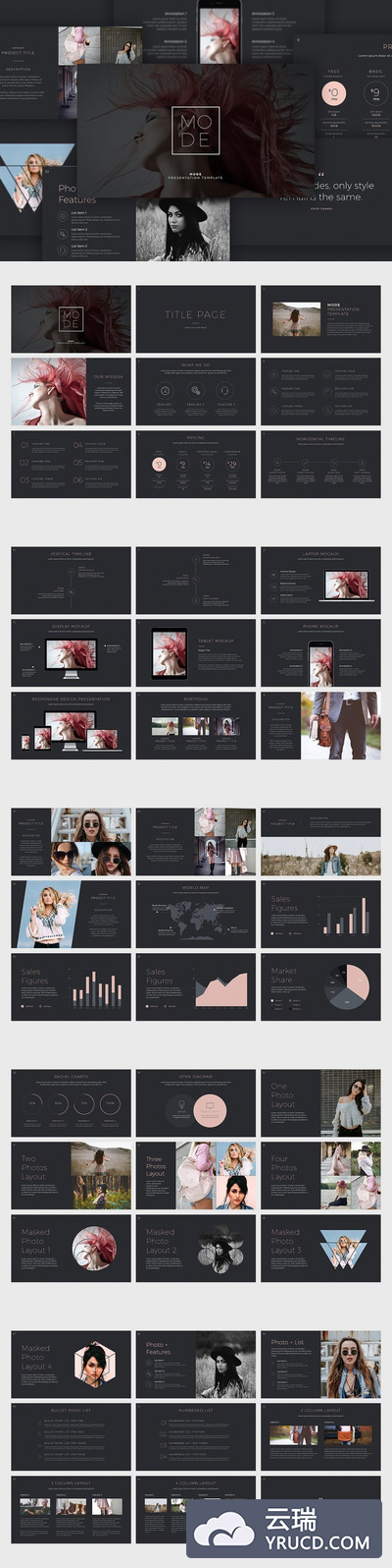 时尚黑色系PPT模版打包下载[key\ppt]