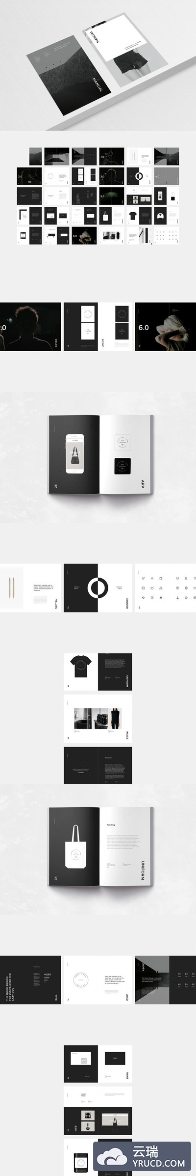 静谧的黑白色系画册模版打包下载[indd]