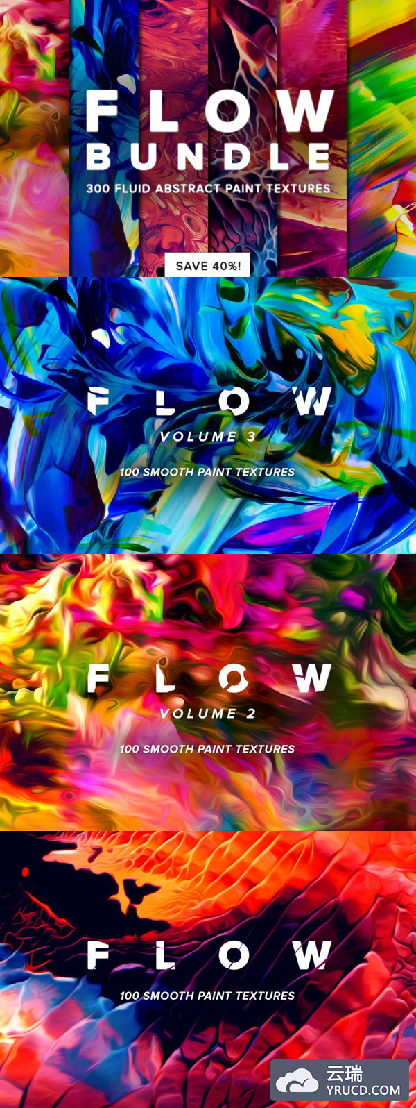 300+高分辨率重彩抽象流体画