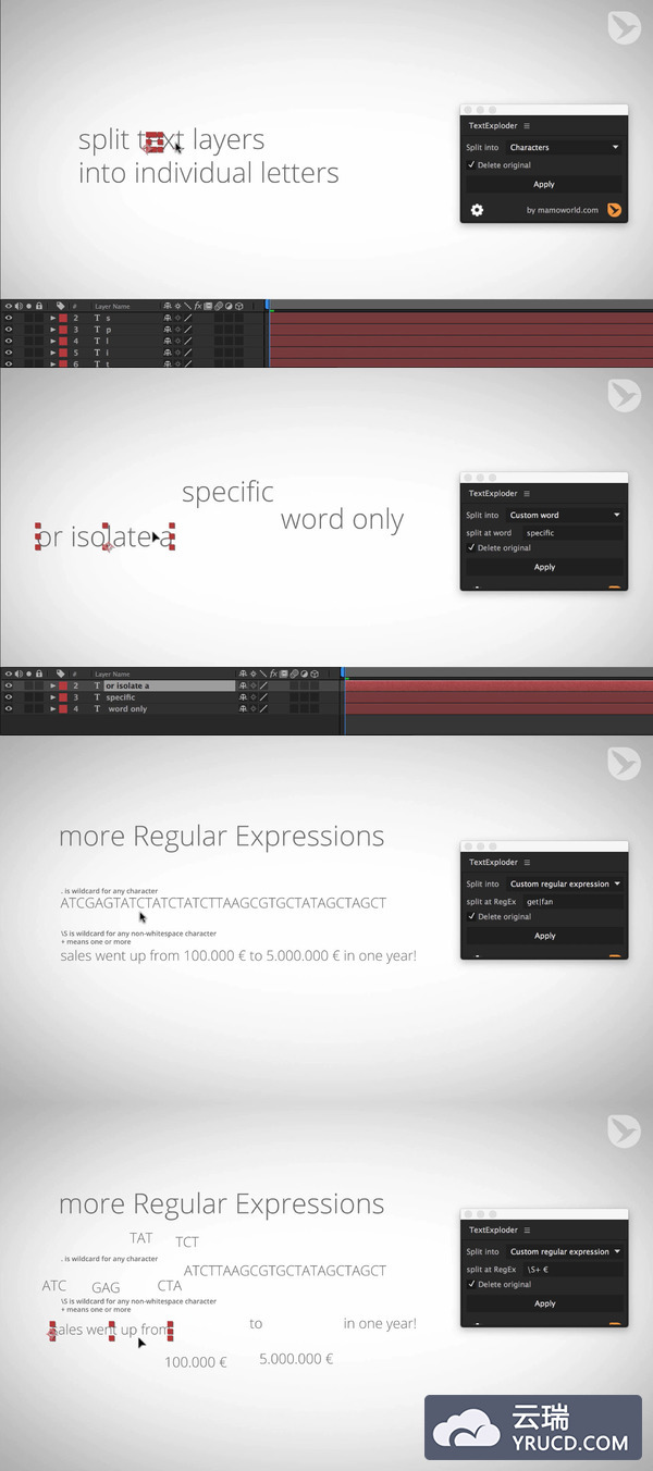 AE 文字断开分裂脚本 Aescripts TextExploder v1.0.001  WIN / MAC