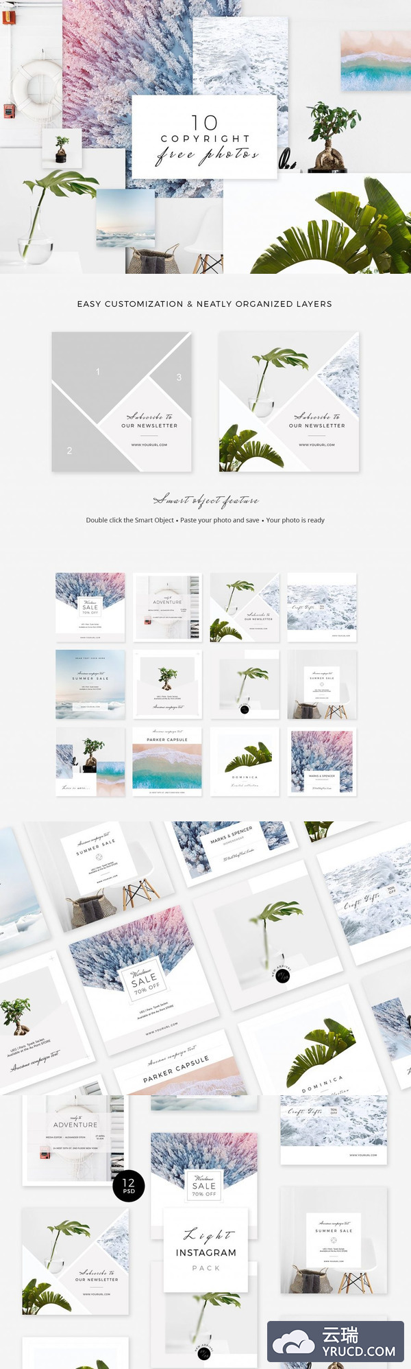 一组自然风光题材广告模版打包下载[PSD]