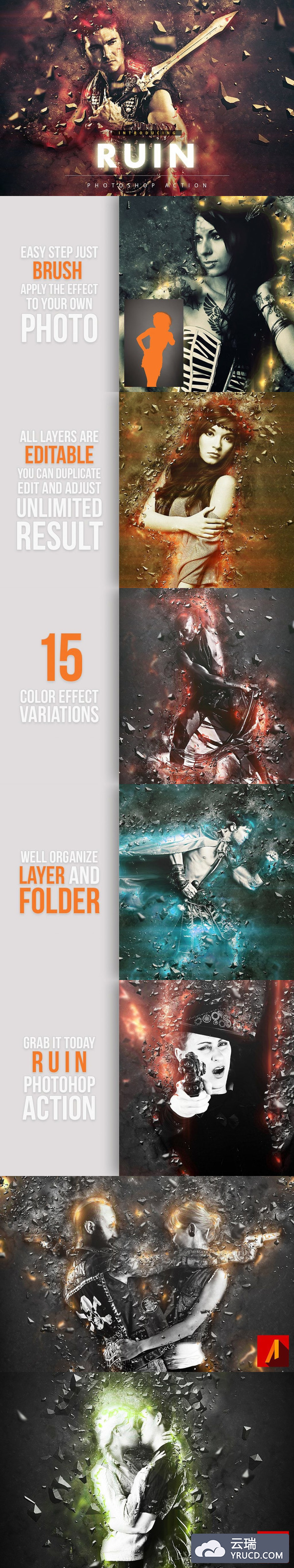 超燃震撼的电影海报PS动作效果打包下载