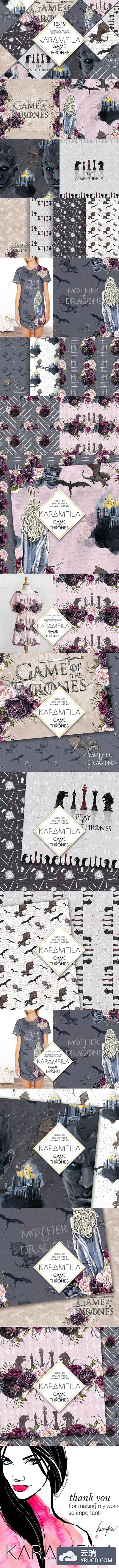 凛冬将至！权力的游戏GAME OF THE THRONES无缝背景图案