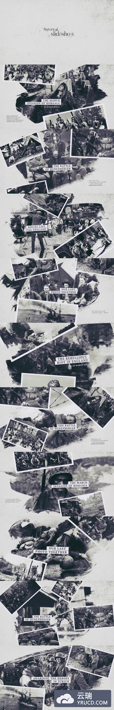 AE 黑白历史复古会议照片相册片头