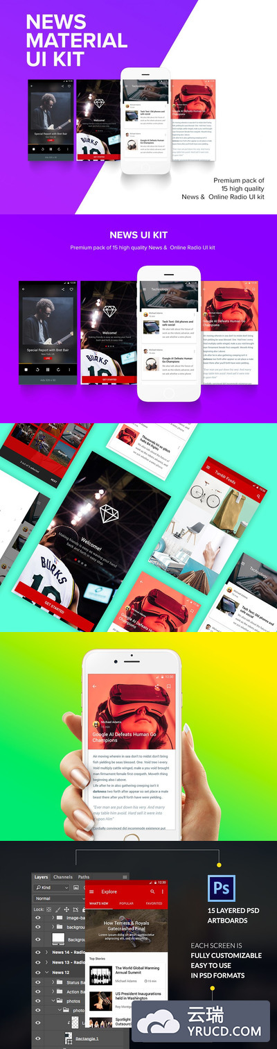 新闻资讯类UI Kit打包下载[PSD]