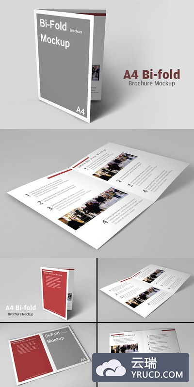 A4尺寸二折页样机展示模板mockups