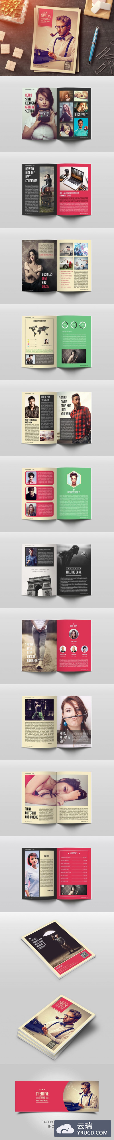 复古时尚风杂志模版下载[indd]