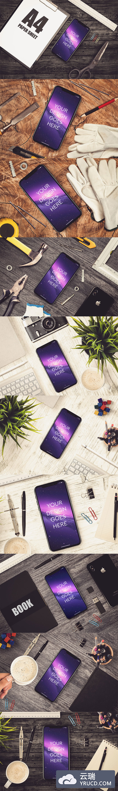 10个高品质的iPhone X样机展示模型mockups