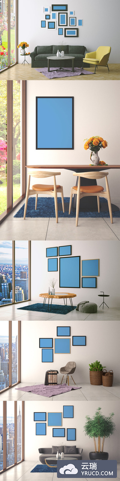 5个优雅的艺术海报展示样机模板mockups