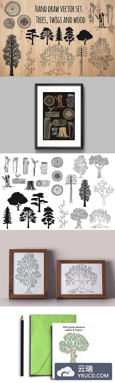 25个独特树木矢量元素下载[eps,png]