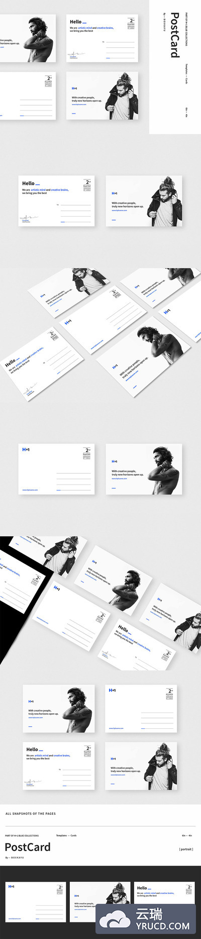 清新干净的InDesign明信片模板