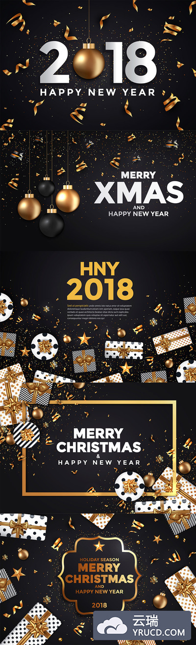 十分好用的新年圣诞节气氛矢量素材