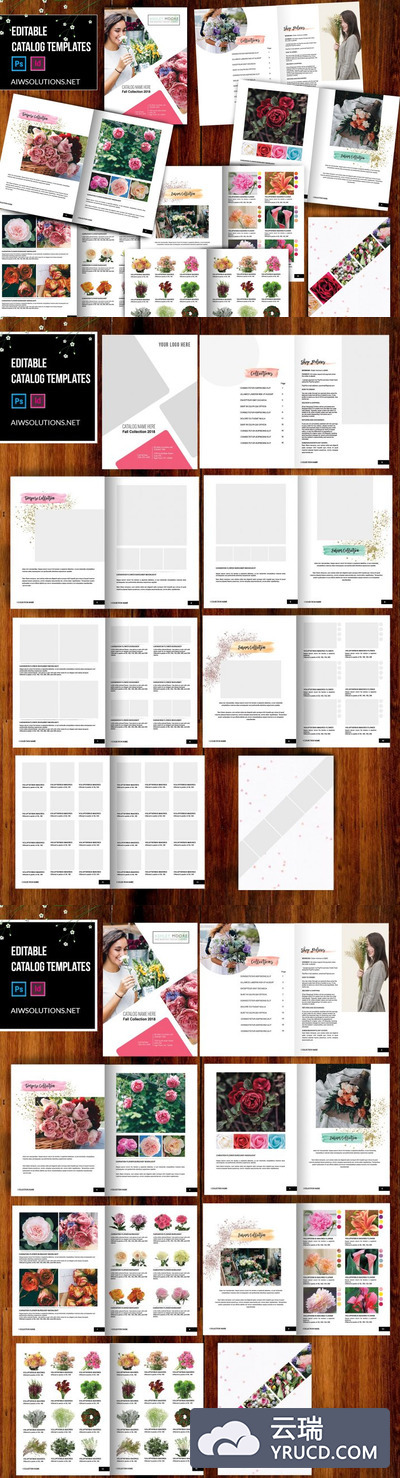 适合花卉类的展示画册模版[psd,indd]