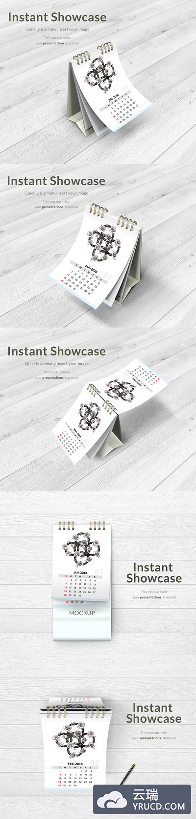 最新2018年日历样机展示模板mockups