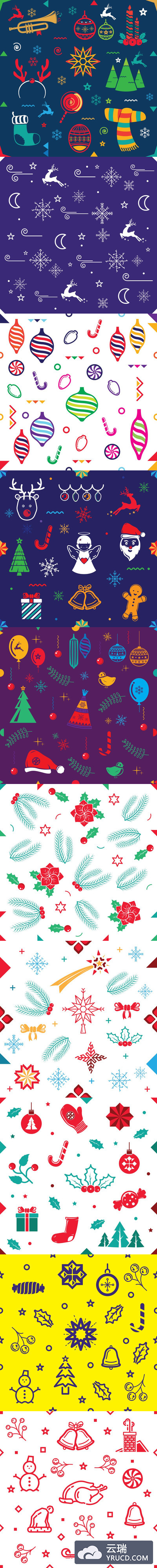圣诞节无缝背景矢量素材下载[eps,png]