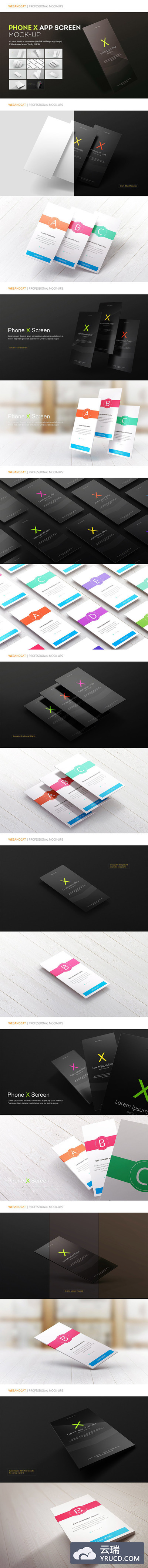 iPhone X APP UI KITS应用程序屏幕模拟样机展示模板mockups
