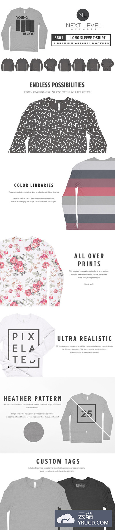 逼真的衣服样机展示模板mockups