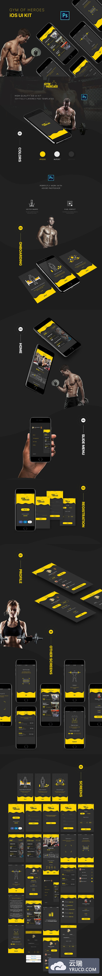 专业健身类APP UI Kits模版下载[psd]