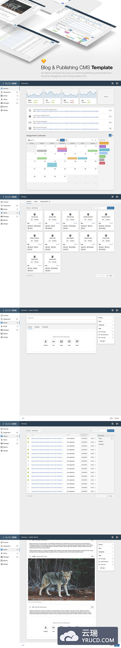 Blog & Publishing CMS管理模版（for Sketch）