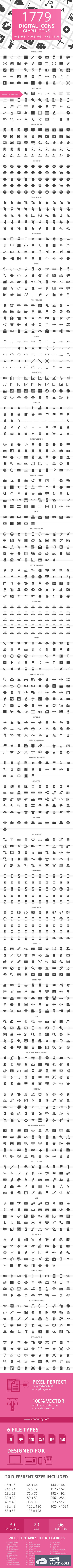 图标合集第四弹！1779枚互联网生活类图标[AI, CDR, EPS, JPG, PNG, SVG]