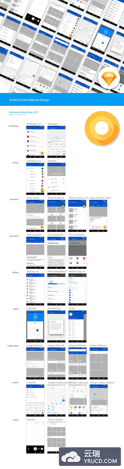 免费的安卓8.0（Android 8.0 Oreo）UI Kits下载 [Sketch]