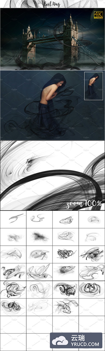 23个4K分辨的邪恶黑暗风格的线条图层样式拥抱覆盖（png）