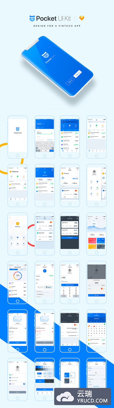 漂亮的支付类APP UI KITS套装下载[PSD,Sketch]