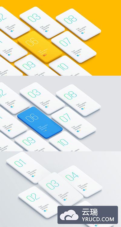 常见的透视角度的展示全套APP UI KITS设计的iPhone展示模型下载[PSD,Sketch]