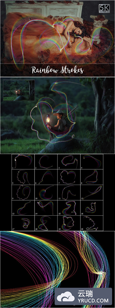 5K品质的彩虹笔画叠加图层样式（png）