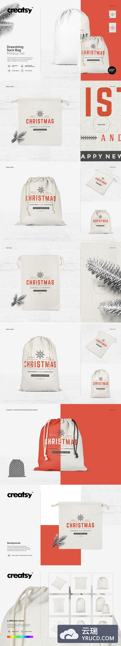 抽绳袋帆布袋购物袋环保袋样机展示模型mockups