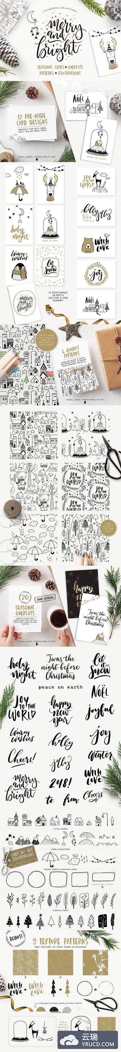 漂亮的新年圣诞设计元素套装