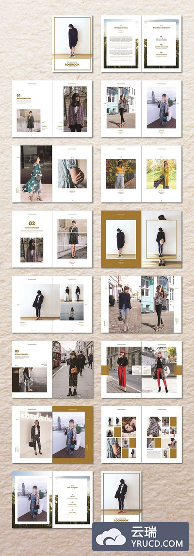 时尚多用途手册画册楼书设计模板