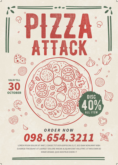 清新的披萨海报传单DM设计模板