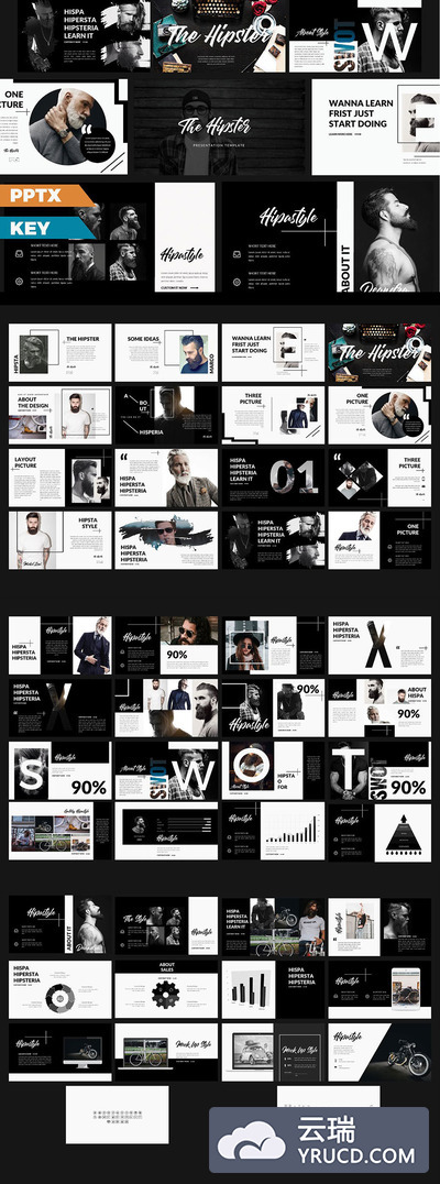 免费的hipster风格的时尚PPT模板下载[pptx]