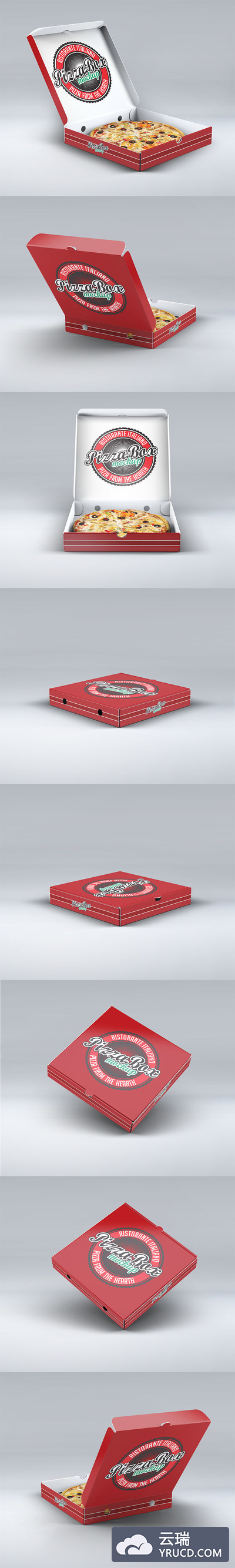 精致的食品包装披萨pizza盒子样机展示模型mockups