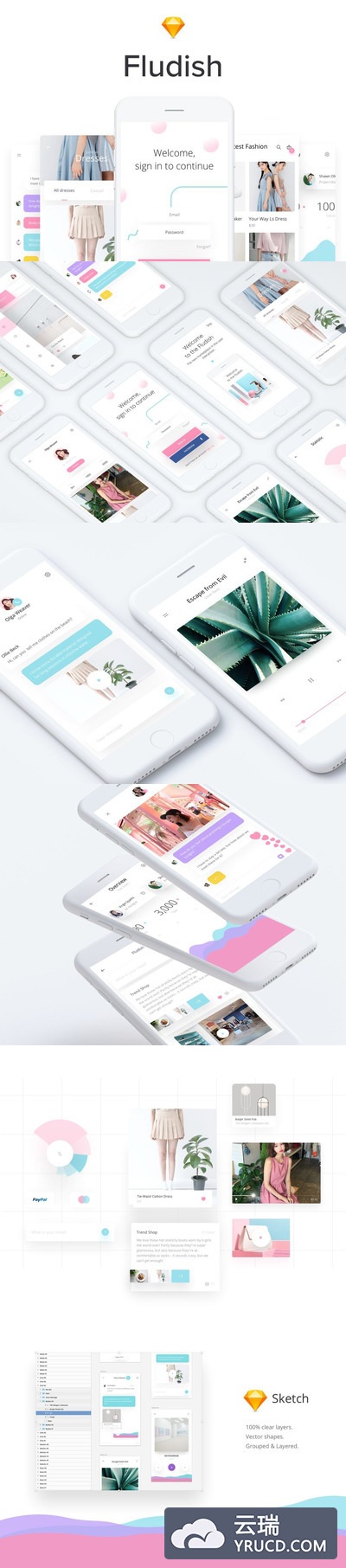 一款小清新社交类APP UI Kit打包下载[sketch]