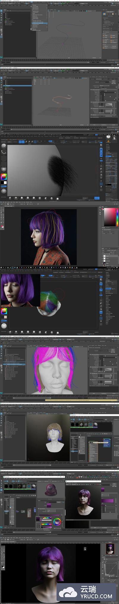 Zbrush Maya 创建逼真的3D头发 教程