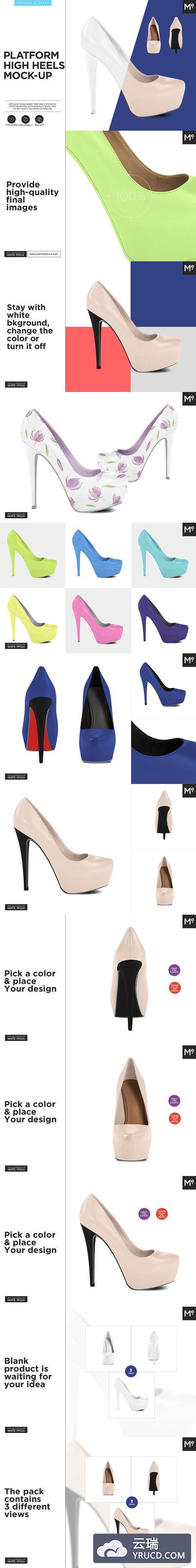精致的高跟鞋样机展示模型mockups