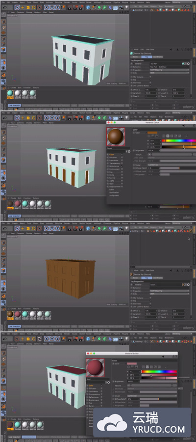 C4D 低多边形建筑建模教程