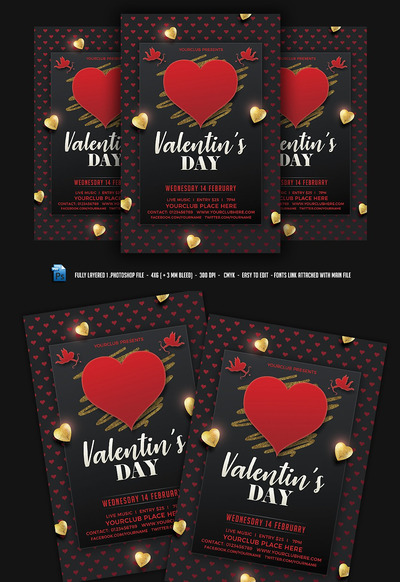 新年情人节福利：高端情人节海报传单DM设计模板（免费）