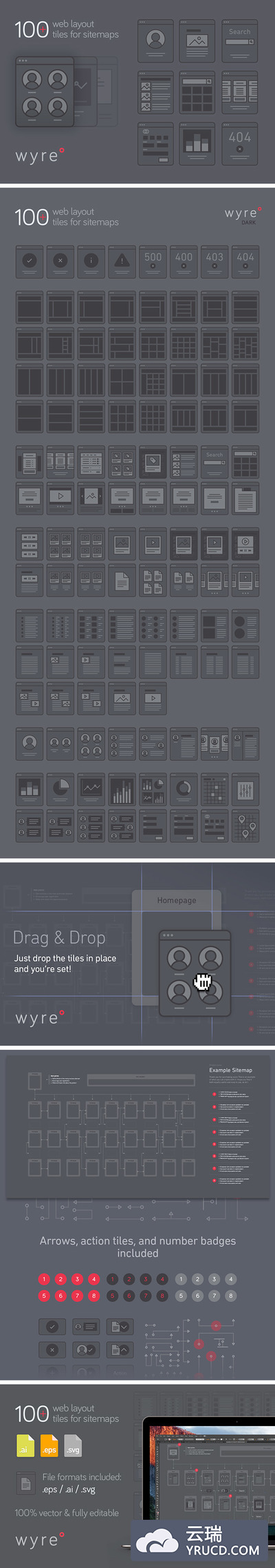 UI | 126张现代简约黑白灰高品质网站模板wyredark