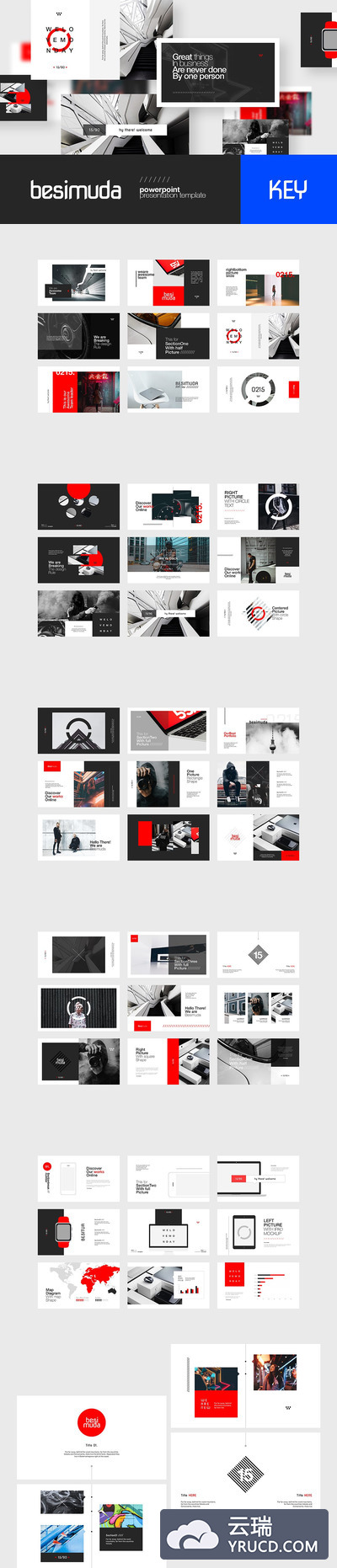 时尚高端的适合商业企业或个人使用的独特keynote演示模板