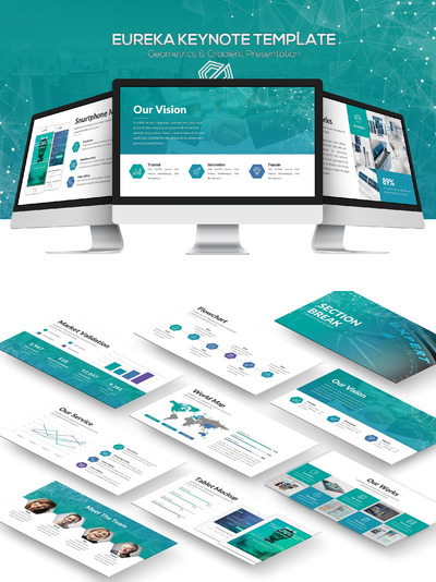 时尚几何图形元素的keynote设计模板