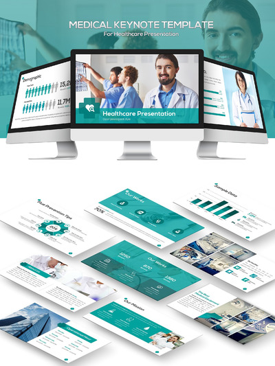 十分适合医院美容院医疗健康体检行业的专业keynote设计模板