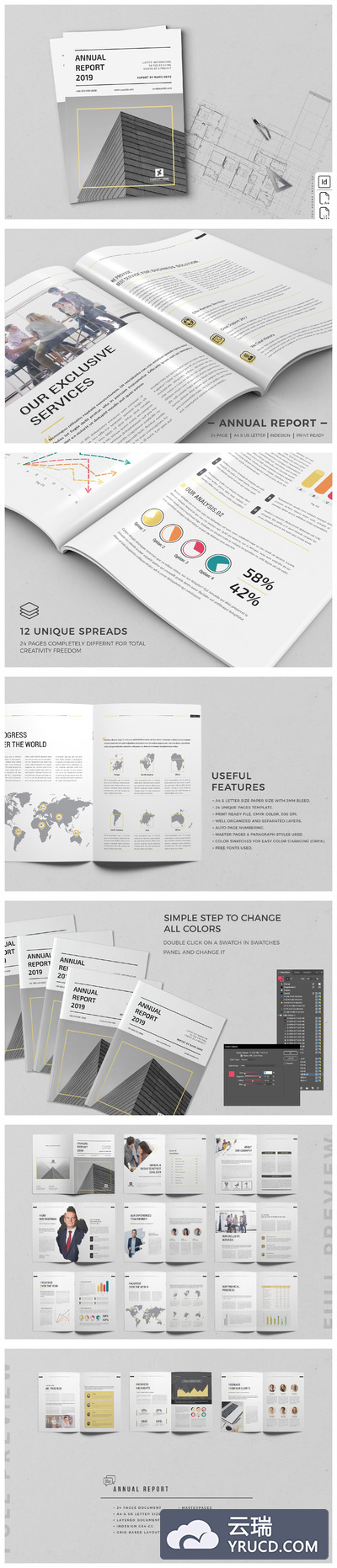 24P高端的企业风格的年度报告画册楼书手册设计模板（indd）