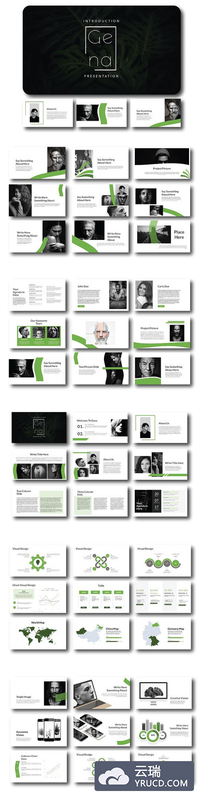 简单实用的绿色主题PPT模版下载[pptx]