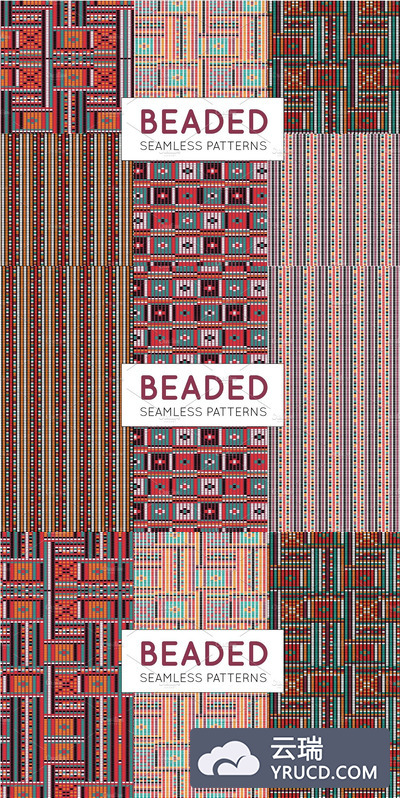 无缝的串珠效应的矢量部落风格背景纹理