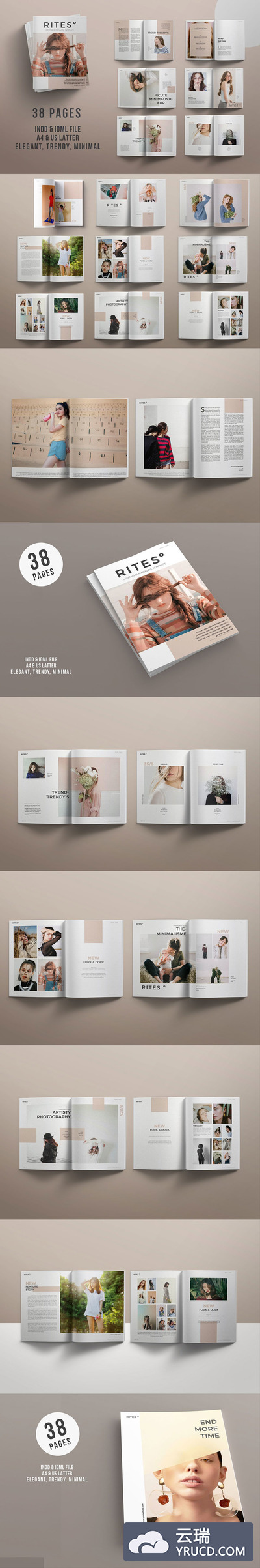 免费-超专业的时尚多图文排版杂志画册模板[indd]